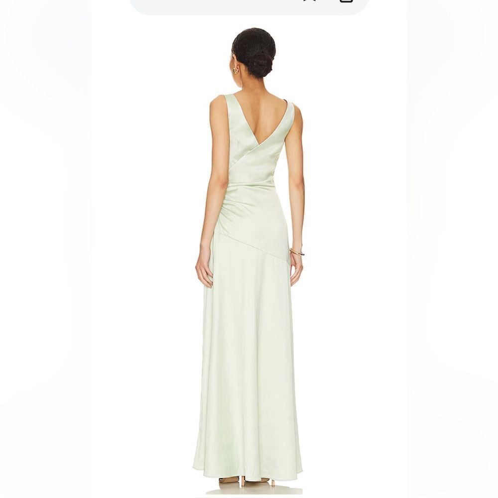 NWT Lovers and Friends Dawn Gown Sage Green draped satin maxi dress Revolve M - Picture 2 of 9